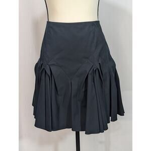 Christian Dior Boutique Paris Black Structured Pleated Mini Skirt 4 Made France